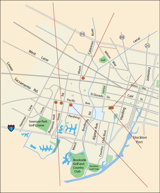 map of one-of-a-kind shops in Stockton, CA